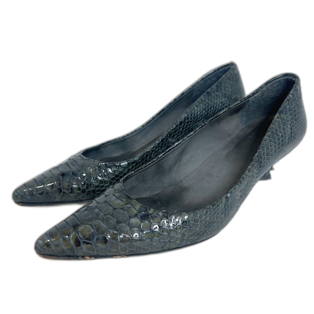 Y2k Stuart Weitzman Grey Python Snakeprint Leathe… - image 2